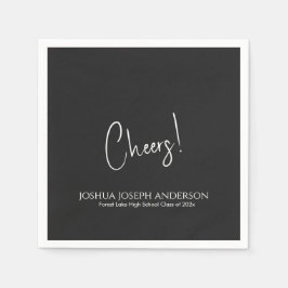 シンプルミニマル黒卒業パーティー スタンダードカクテルナプキン