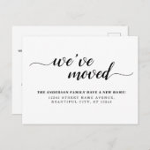 シンプルミニマル黒引っ越しました新しいホームムービング 案内ポストカード (正面/裏面)