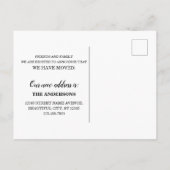 シンプルミニマル黒引っ越しました新しいホームムービング 案内ポストカード (裏面)