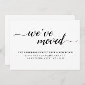 シンプルミニマル黒引っ越しました新しいホームムービング 案内状 (正面/裏面)