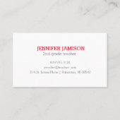 シンプルミニマル黒白アップル先生 名刺 (裏面)