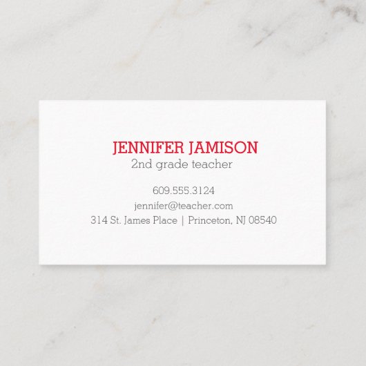 シンプルミニマル黒白アップル先生 名刺 (裏面)