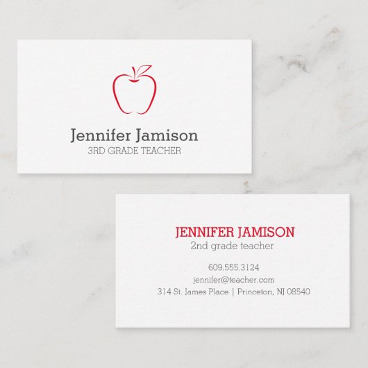 シンプルミニマル黒白アップル先生 名刺 (正面/裏面)