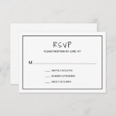 シンプルミニマル黒白モダン結婚ズ 出欠カード (正面/裏面)