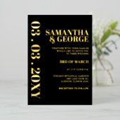 シンプルミニマル黒白モダン結婚ズ 箔招待状 (立ち正面)