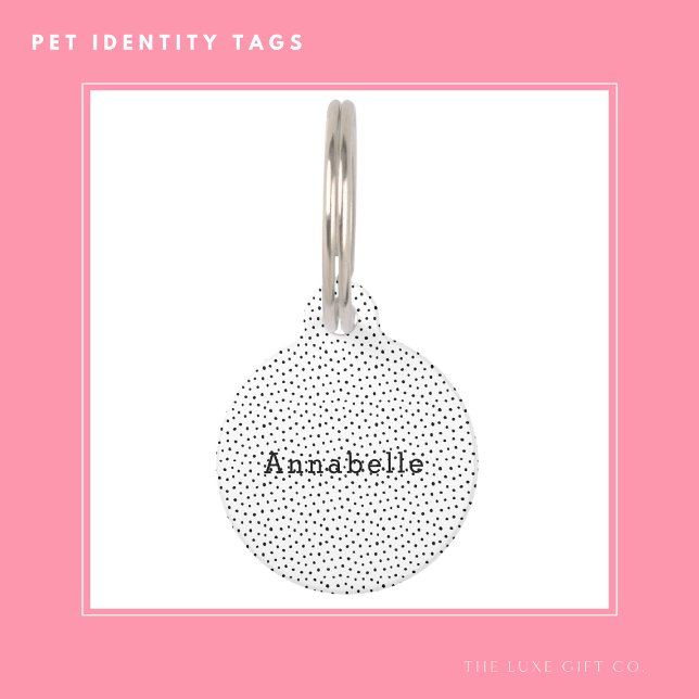 シンプルミニマル黒白水玉模様レトロ ペット　ネームタグ (クリエイターアップロード済み)