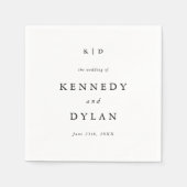 シンプルミニマル黒白結婚モノグラム スタンダードカクテルナプキン (正面)