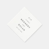 シンプルミニマル黒白結婚モノグラム スタンダードカクテルナプキン (角)