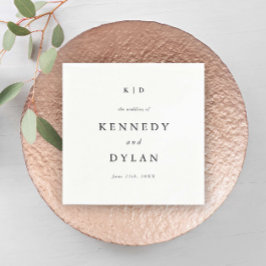 シンプルミニマル黒白結婚モノグラム スタンダードカクテルナプキン