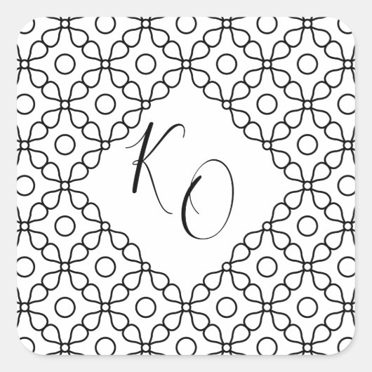 シンプルミニマル黒白結婚書 スクエアシール (正面)