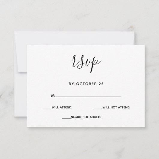 シンプルミニマル黒白結婚書 出欠カード (正面)