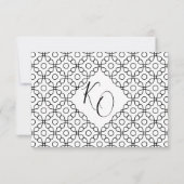 シンプルミニマル黒白結婚書 出欠カード (裏面)