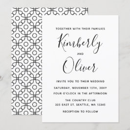 シンプルミニマル黒白結婚書 招待状