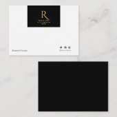 シンプルミニマル黒金ゴールドモノグラムの ノートカード (正面/裏面)