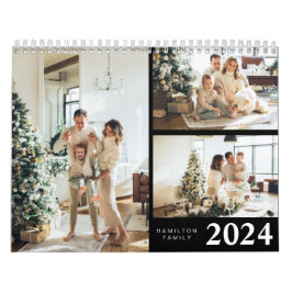 シンプルミニマル2024家族写真パーソナライズされた カレンダー