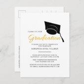 シンプルミニマル2025卒業パーティー インビテーションポストカード (正面/裏面)