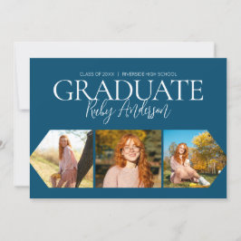 シンプルミニマル3フォトコラージブルー卒業 案内状