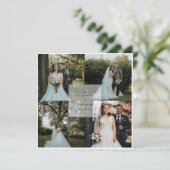 シンプルミニマル4フォトコラージュ結婚ズ サンキューカード (スタンド正面)