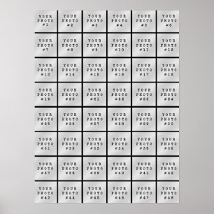 シンプルミニマル48フォトコラージブラック ポスター