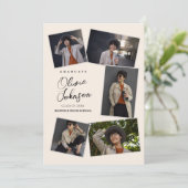 シンプルミニマル6フォトコラージベージュ卒業 案内状 (スタンド正面)