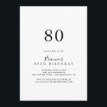 シンプルミニマル80th誕生日パーティー 招待状<br><div class="desc">このミニマシンプルリスト80th誕生日パーティーの招待は、誕生日パーティーにモダン最適である。とエレガントデザインはシンプル、クラシックとスクリプトのタイポグラフィを白黒で表す。</div>