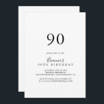 シンプルミニマル90th誕生日パーティー 招待状<br><div class="desc">このミニマシンプルリスト90th誕生日パーティーの招待は、誕生日パーティーにモダン最適である。とエレガントデザインはシンプル、クラシックとスクリプトのタイポグラフィを白黒で表す。</div>