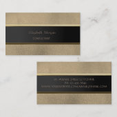シンプルミニマル、ストライプレザールック 名刺 (正面/裏面)