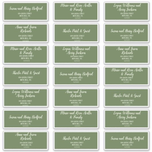 シンプルミニマル|ダークセージゲスト住所 シール (正面)