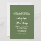 シンプルミニマル|ダークフォーマルセージ結婚ズ 招待状 (正面)