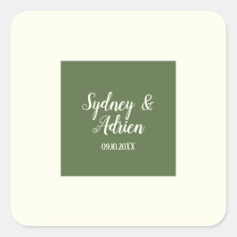 シンプルミニマル|ダーク結婚セージ封筒用シール スクエアシール