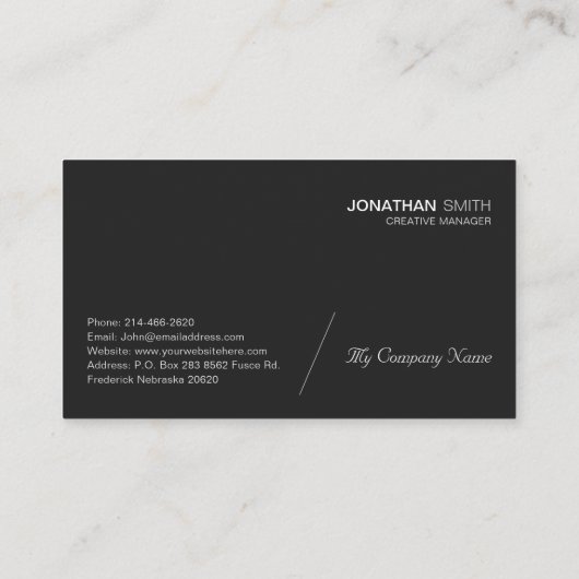 シンプルミニマル、ラグジュアリー、プレミアム、ブラック 名刺 (裏面)