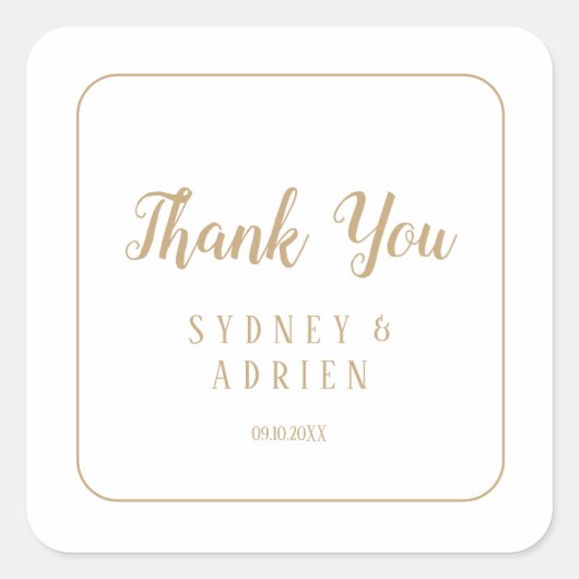 シンプルミニマル|金ゴールドフレ結婚ーム スクエアシール (正面)