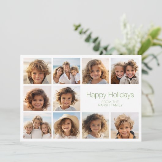 シンプルミニマル- 10枚の写真 – Zen Arch Green White シーズンカード (スタンド正面)