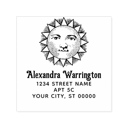 シンプルミニマル#35サン顔名差出人住所 セルフインキングスタンプ (デザイン)