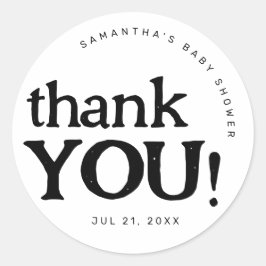 シンプルミニマルBaby Showerありがとうステッカー ラウンドシール