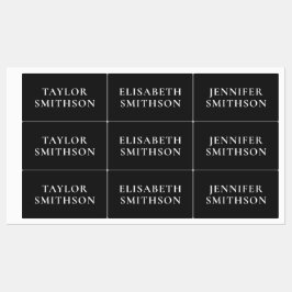 シンプルミニマルBlack & White Add Your Name School ラベル