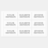 シンプルミニマルBlack & White Add Your Name School ラベル (シート)