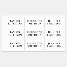 シンプルミニマルBlack & White Add Your Name School ラベル