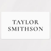 シンプルミニマルBlack & White Add Your Name School ラベル (デザイン1)