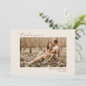 シンプルミニマルBoho自然ハート結婚Script サンキューカード (スタンド正面)