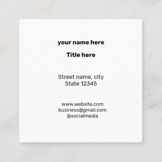 シンプルミニマルBUSIロゴの追加カスタム文字 スクエア名刺 (裏面)