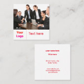 シンプルミニマルBUSIロゴの追加カスタム文字 スクエア名刺 (正面/裏面)