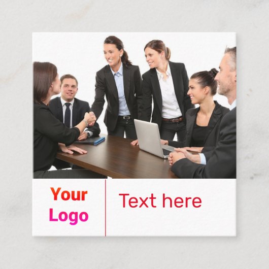 シンプルミニマルBUSIロゴの追加カスタム文字 スクエア名刺 (正面)