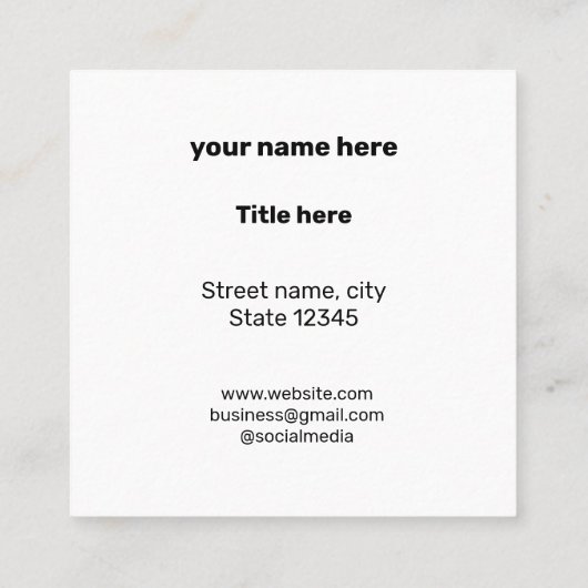 シンプルミニマルBUSIロゴの追加カスタム文字 スクエア名刺 (裏面)