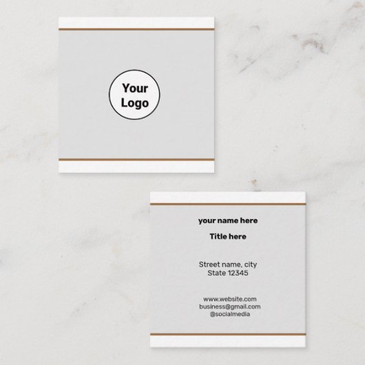 シンプルミニマルBUSIロゴの追加カスタム文字 スクエア名刺 (正面/裏面)