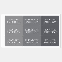 シンプルミニマルChic Gray Add Your Name School ラベル