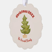シンプルミニマルChristmas Tree Year Keepsake写真 オーナメントカード (左)
