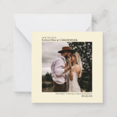 シンプルミニマルCream Wedding Save the Date Mini ノートカード (正面)
