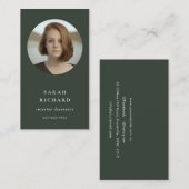 シンプルミニマルForest Greenプロフェッショナル写真 名刺 (正面/裏面)