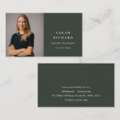 シンプルミニマルForest Greenプロフェッショナル写真 名刺 (正面/裏面)